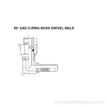 American SAE O-ring Vedação Macho Giratório 90 °